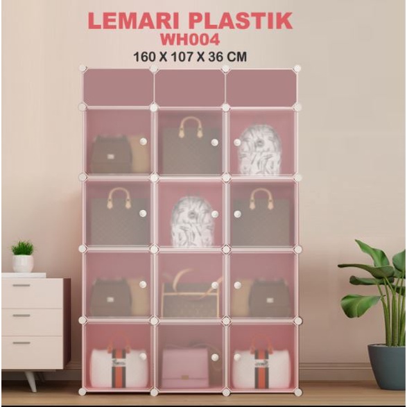 Lemari Pakaian Portable Lemari 12 Pintu 3 Rak Lemari Plastik Serbaguna terbaru Worldhome66