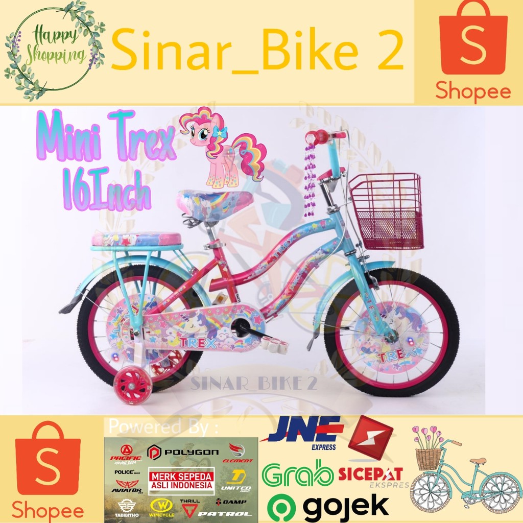 Sepeda Mini 16Inch Trex Karakter Kuda Pony/LittlePony (Gosend/Grab)