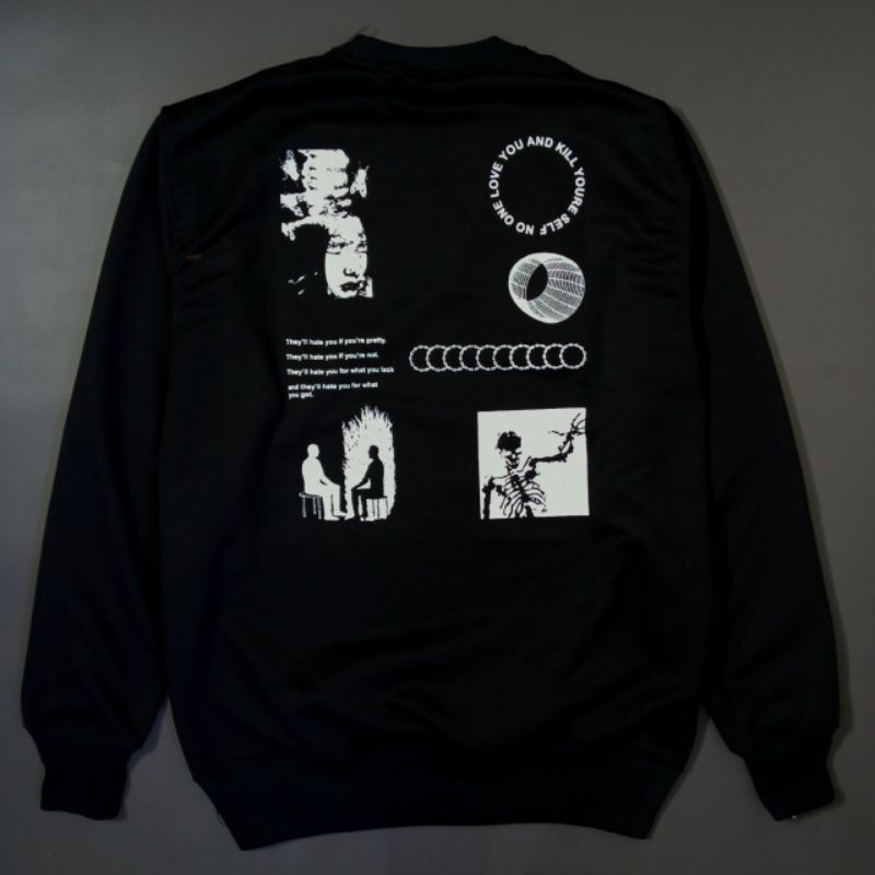 Crewneck Black No One Loves You Motif Keren Simpel Pria dan Wanita Premium Quality