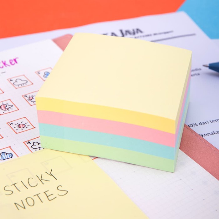 

kertas- deli ea01703 memo - sticky notes 76×76mm 3''×3'' 4×100sheets -kertas.