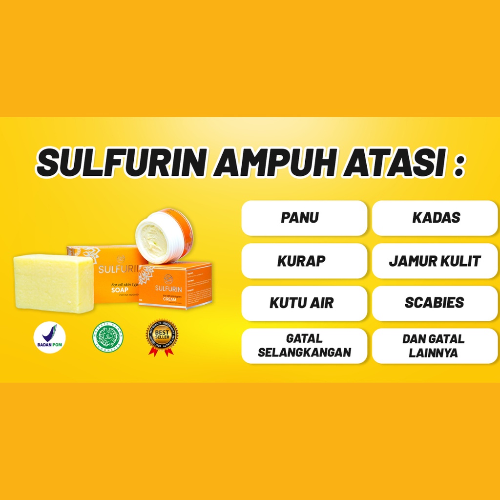 OBAT jerawat punggung wajah GATAL KULIT SABUN SULFUR BELERANG Paket Sulfurin Belerang Sabun + Salep Krim