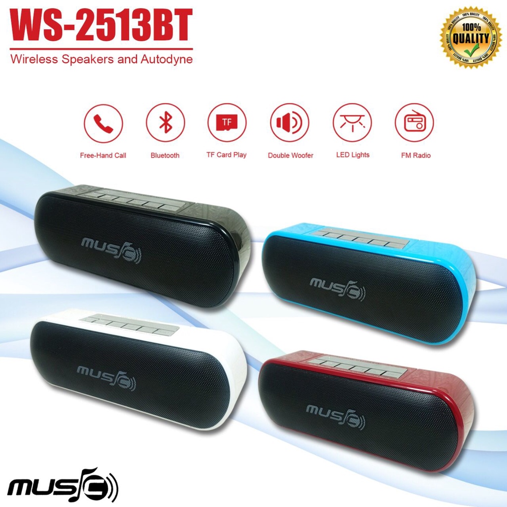 Speaker Bluetooth WSTER WS 2513 BT Speaker Wireless Portable Speaker Aktif LED Flashlight SUPER BASS High Quality