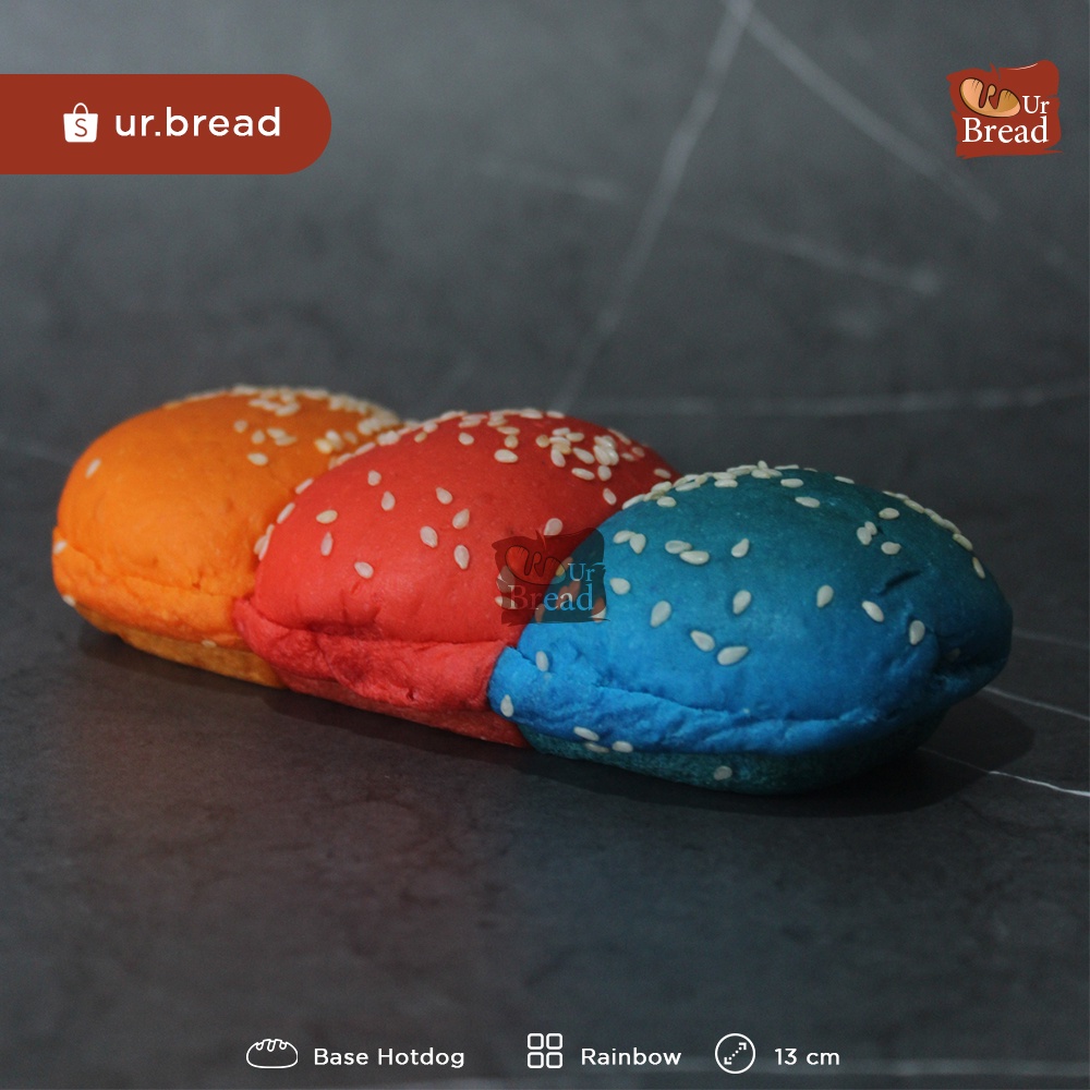 Roti Hotdog Rainbow 13cm | Base Hotdog (Long Burger) 13cm Rainbow