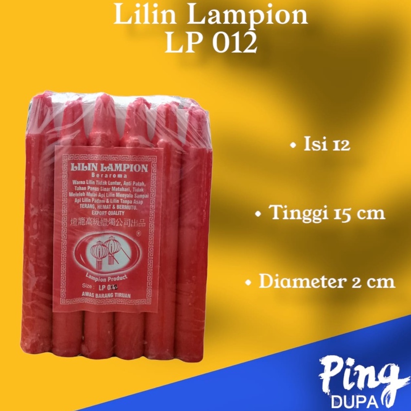 Lilin Merah Lampion Isi 12 Tanpa Asap Tahan Lama Tanpa Menetes Nyala Sampai Habis Kualitas Terbaik 012