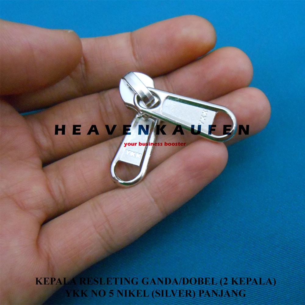 Kepala Resleting / Kepala Zipper YKK Dobel Double Ganda Dua Kepala No 5 Nikel Silver Panjang