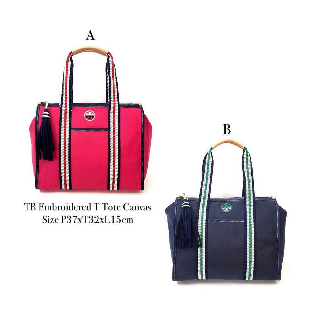 Tb Embroidered T Tote Canvas