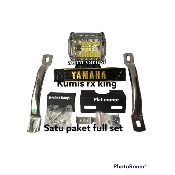 Paket Lampu Led 18 Mata 3 Senja Set Kumis Rx king plus Plat Nomor Plus Behel Full Set Rx King