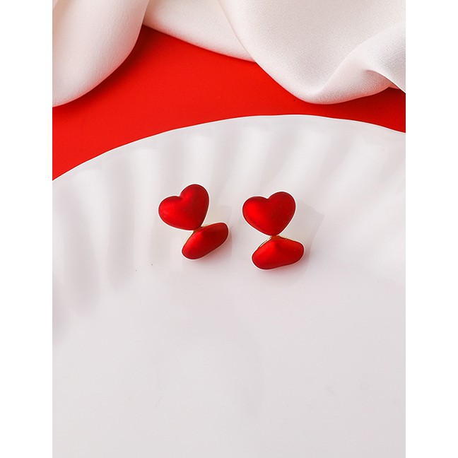 LRC Anting Tusuk Fashion Red Love Alloy P71914