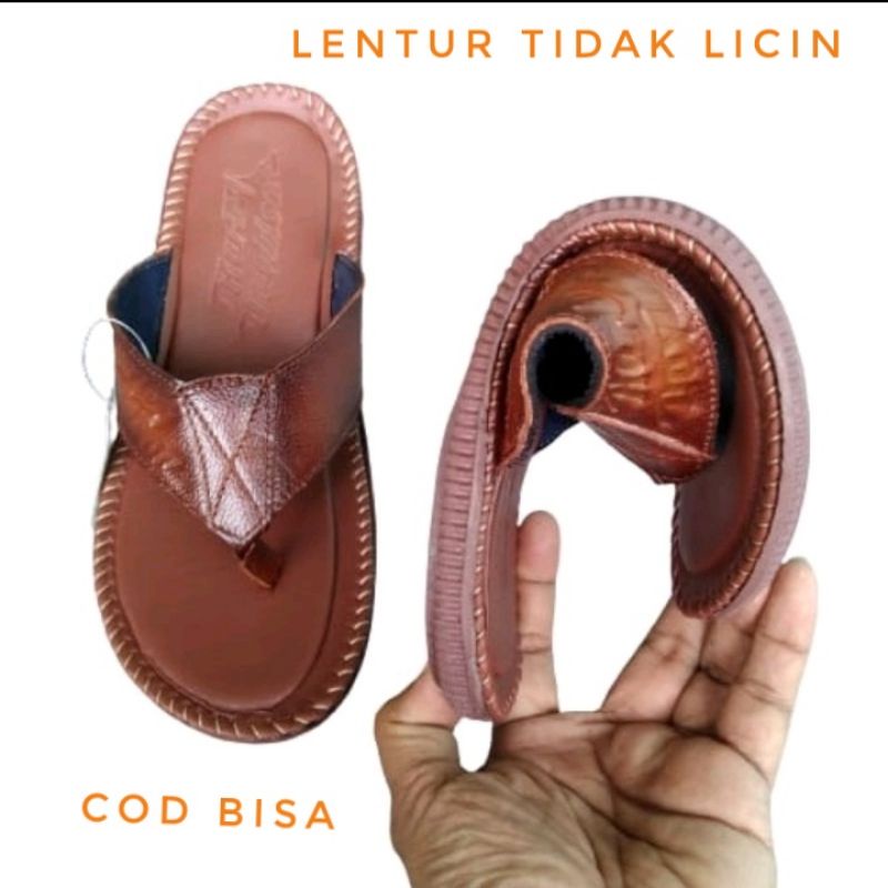 sandal pria/sandal kulit pria/sandal japit kulit/sandal flat/sandal kasual/sandal cod/sandal terlaris/sandal termurah