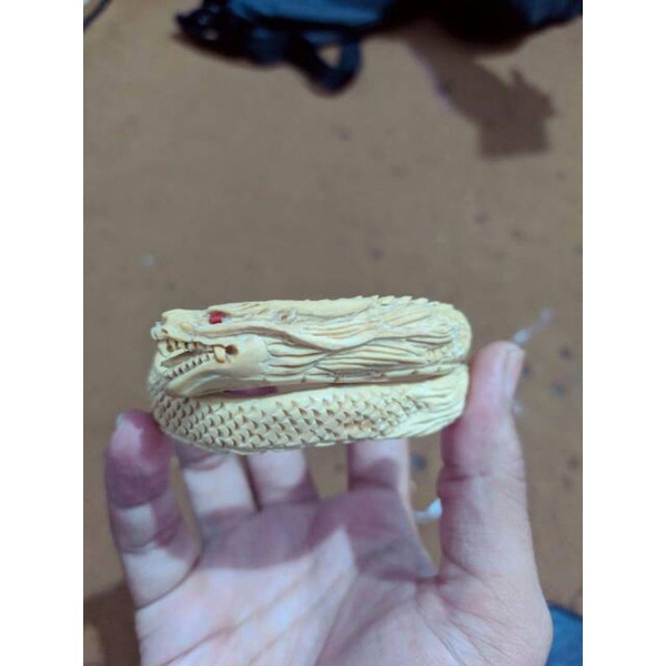 gelang akar bahar putih alami ukir naga/gelang bahar/gelang pria