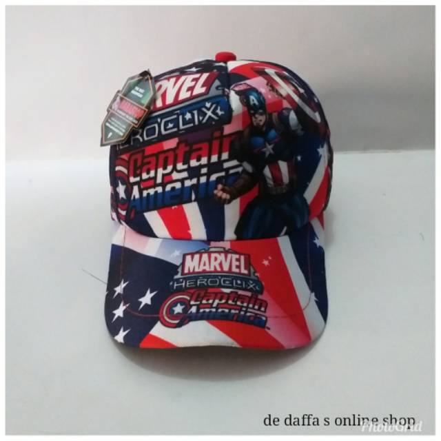 Topi anak baseball  twill printing superhero CAPTEN AMERICA