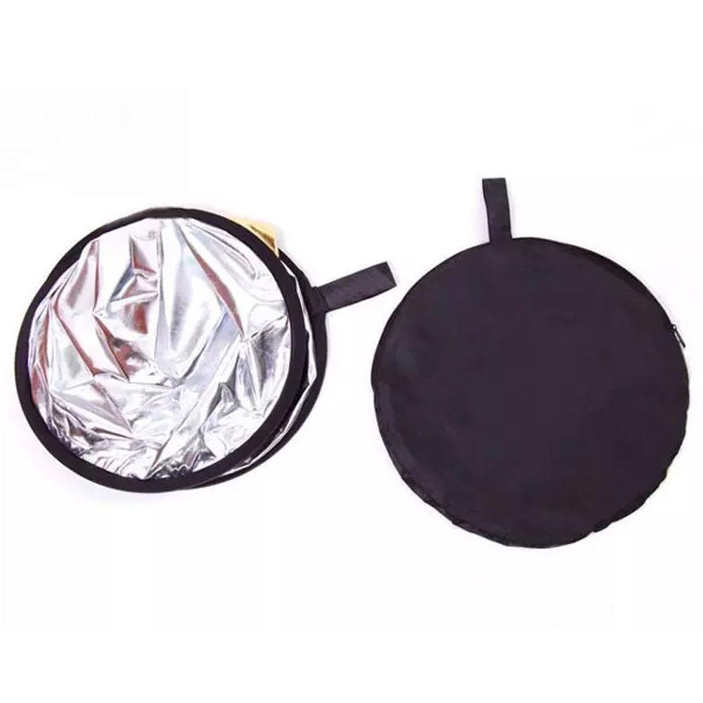 Agustinina Disc Light Reflector Studio Fotografi Collapsible 24 &quot;/ 60cm 2in1 Handhold Gold and Silver Flash Diffuser