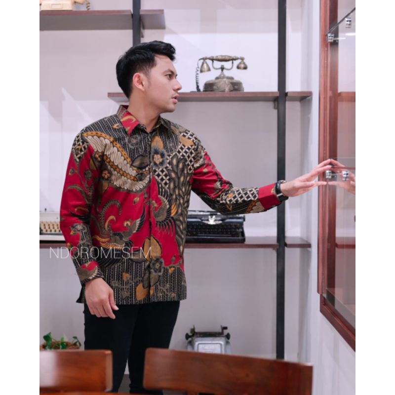 Kemeja Batik PREMIUM NdoroMesem Bahan Katun Baturaden Reguler Fit A014 Batik Exclusive Terbaru