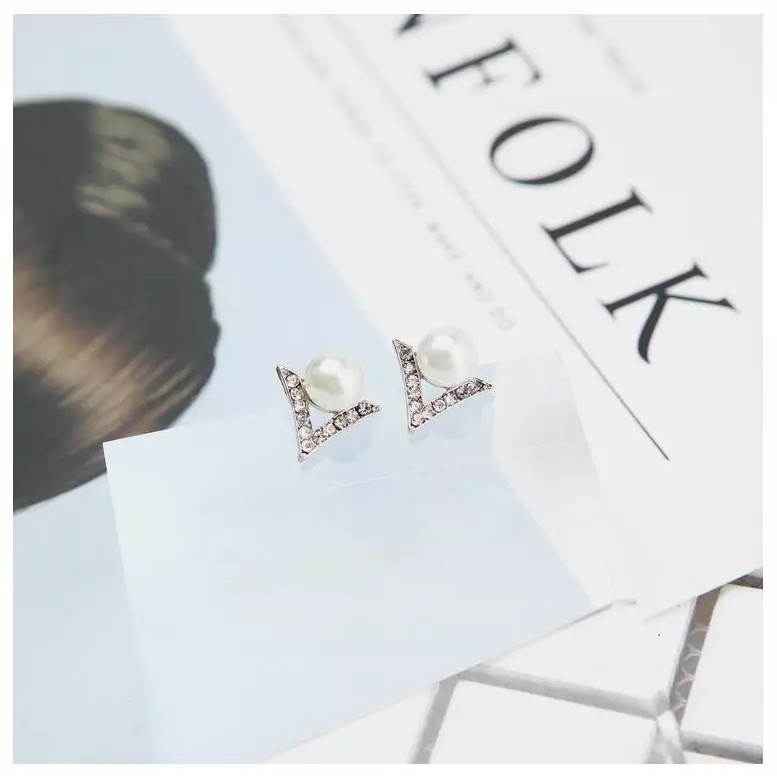 MORYMOSHI A54 Anting Tusuk Wanita Mutiara Segitiga Diamond Fashion Korea Aksesoris Murah