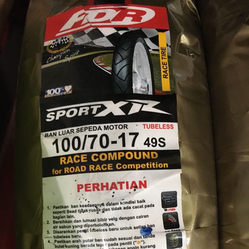 FDR SPORT XR : 100/70-17 (BAN BALAP / SOFT COMPOUND VELG 17)