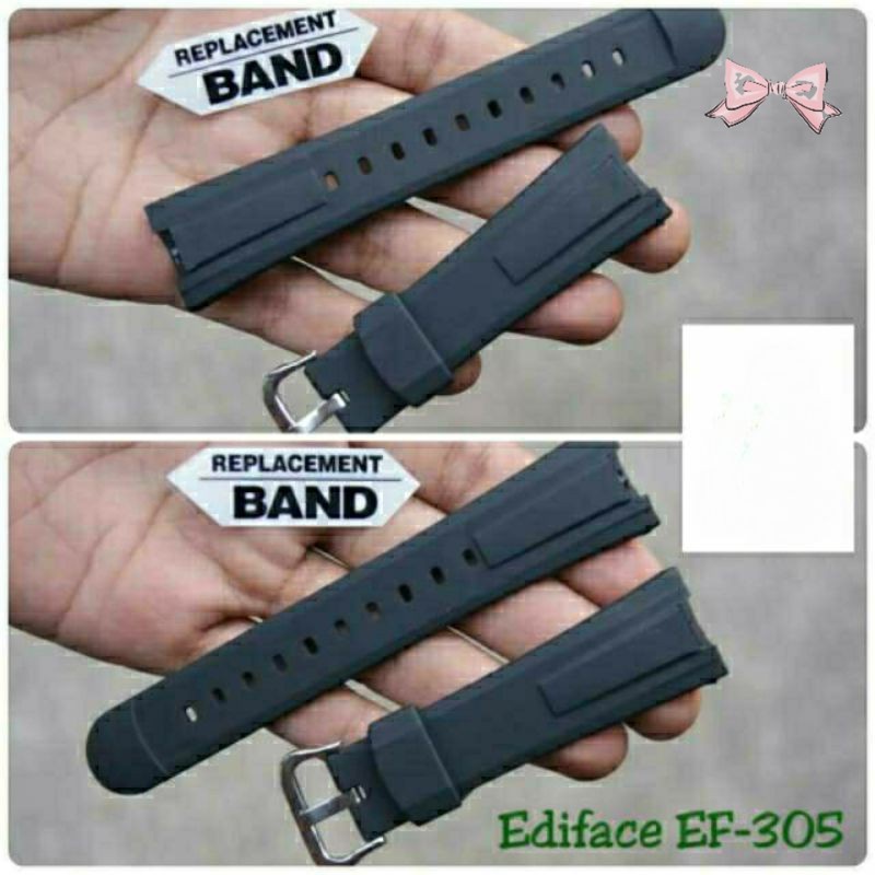 TALI JAM TANGAN CASIO EDIFACE EF-305 EF305 RUBBER STRAP TALI JAM CASIO EDIFICE EF-305 EF305 HITAM .