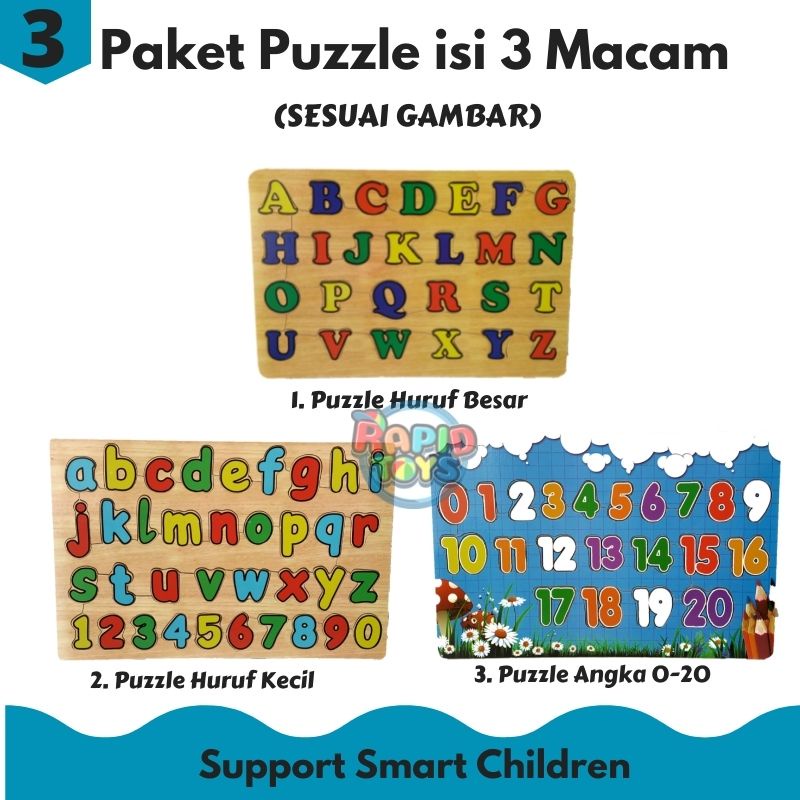 Puzzle Kayu Paket Isi 3 Dan 4 Rapid Toys Murah Bisa COD