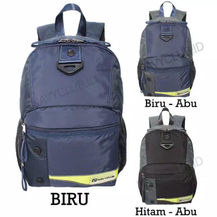 Tas ransel casual murah trendy backpaker cowok modern navy club - Biru Abu