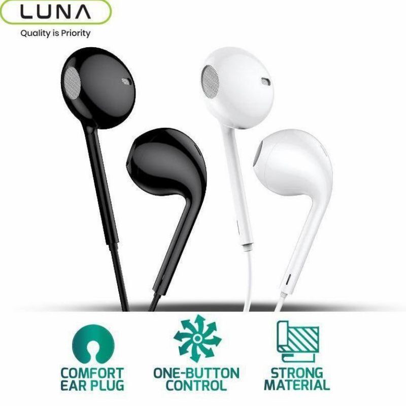 (LUNA) EARPHONE SUPER BASS WITH MICROPHONE HEADSET HD SOUND BASS STEREO