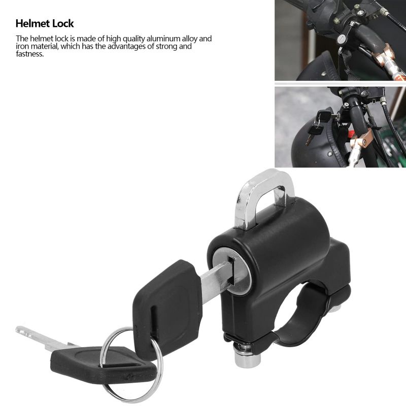 Kunci Gantungan Helm Motor Aluminum Alloy Gembok Pengaman Helm Anti Maling Helmet Lock Anti-Theft