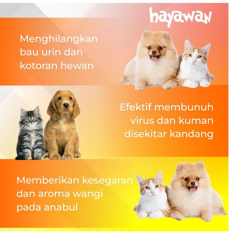 Refill 1 Liter penghilang bau kotoran hewan pesing kandang kucing anjing hamster dll.