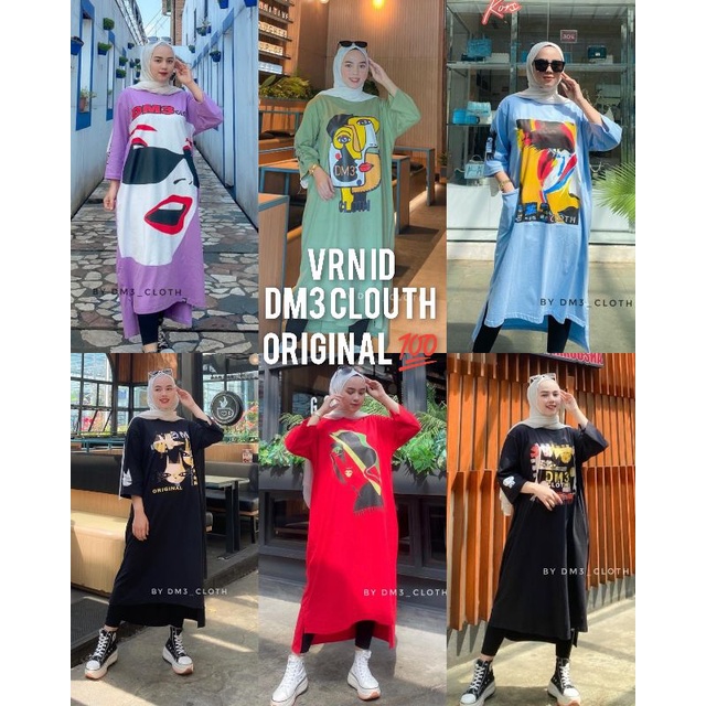 VRN ID - 100% ORIGINAL DM3 /LONG TUNIK DM3/LONG TUNIK JUMBO/LONG TUNIK KAOS WANITA/TUNIK DM3/TUNIK K
