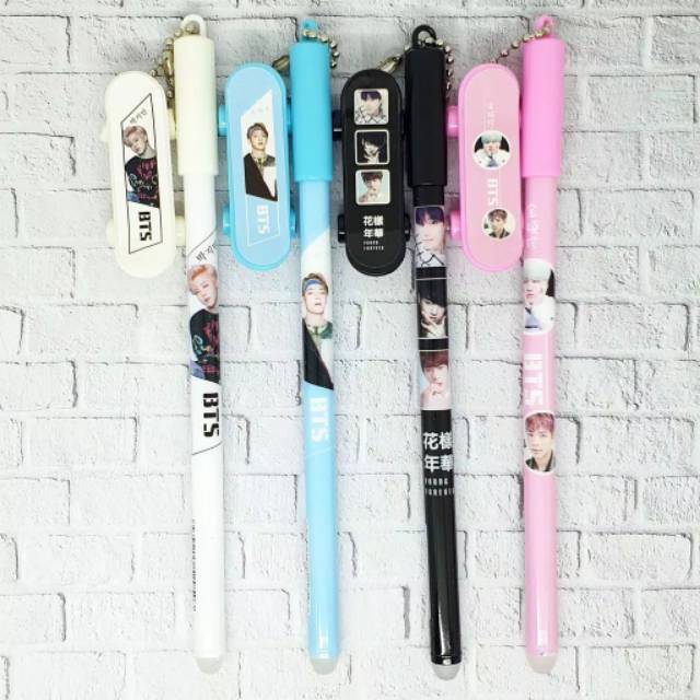 Pulpen gel Hitam BTS BT21 pulpen skateboard BTS