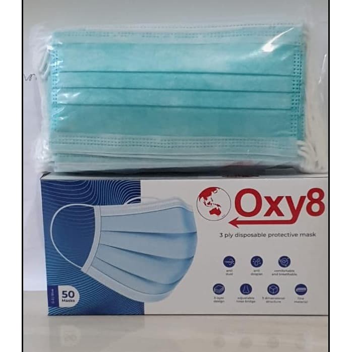 Oxy8 masker disposable Earloop 3ply - 1 Box (50pcs)