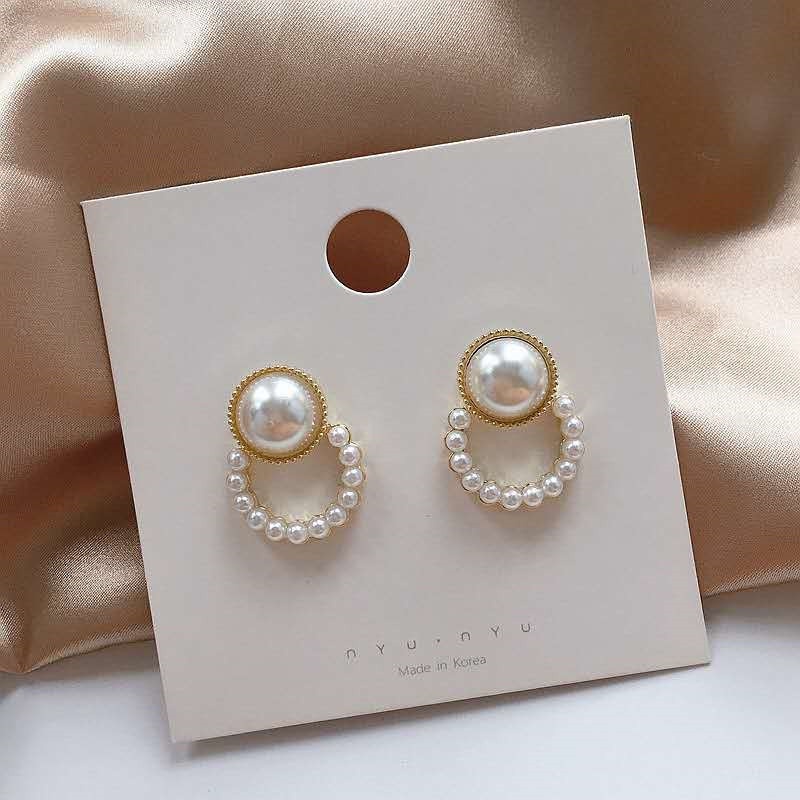 Anting Stud Hias Mutiara Gaya Retro Perancis Untuk Wanita