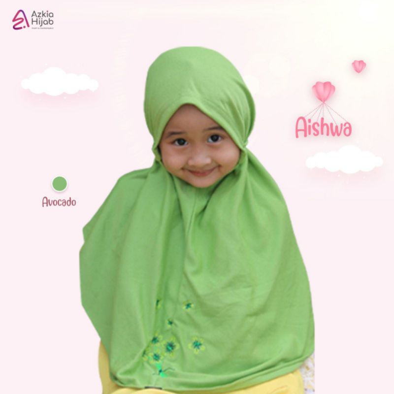 Aishwa || size SS (size 1) jilbab anak / bayi || usia 0 bulan - 6 bulan new azkia hijab-Avocado