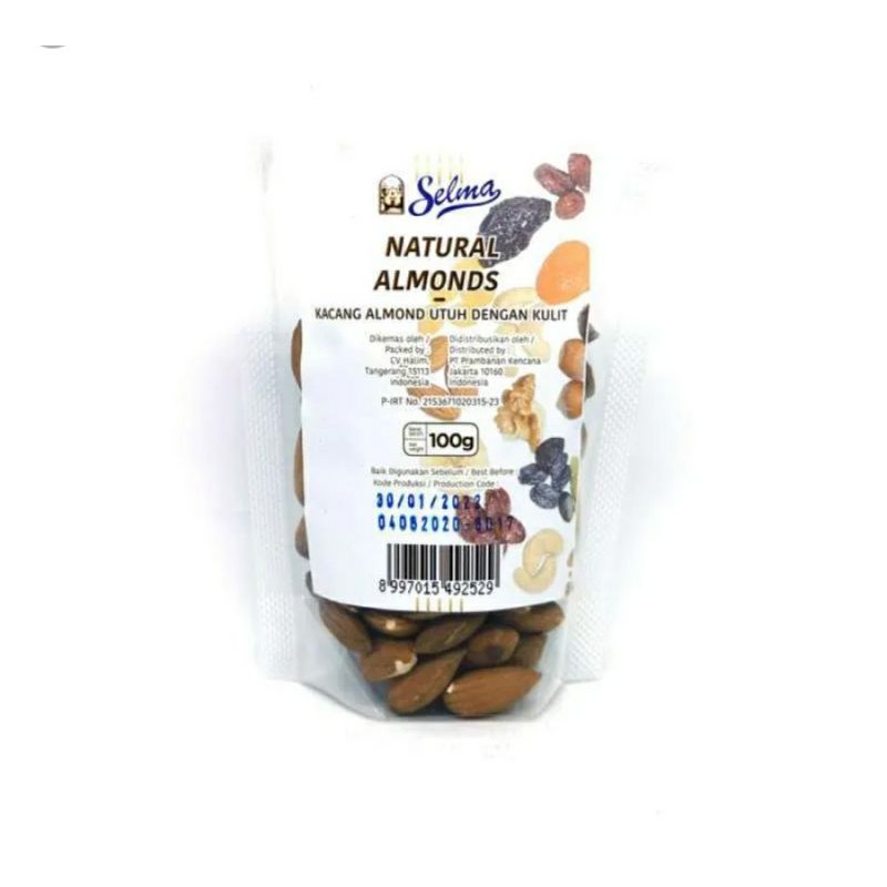 

Selma Natural Almonds Kacang Almond Utuh dengan Kulit 100 gram