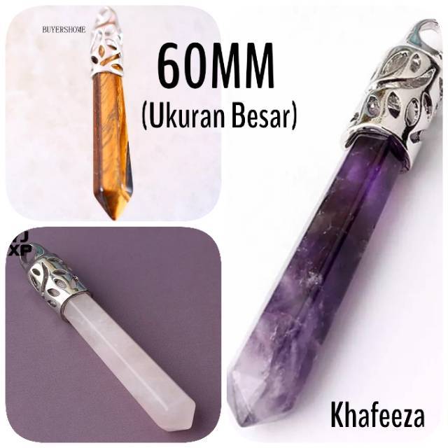 Natural Pendant Liontin Batu Asli Amethyst Kecubung Rose Pink Quartz