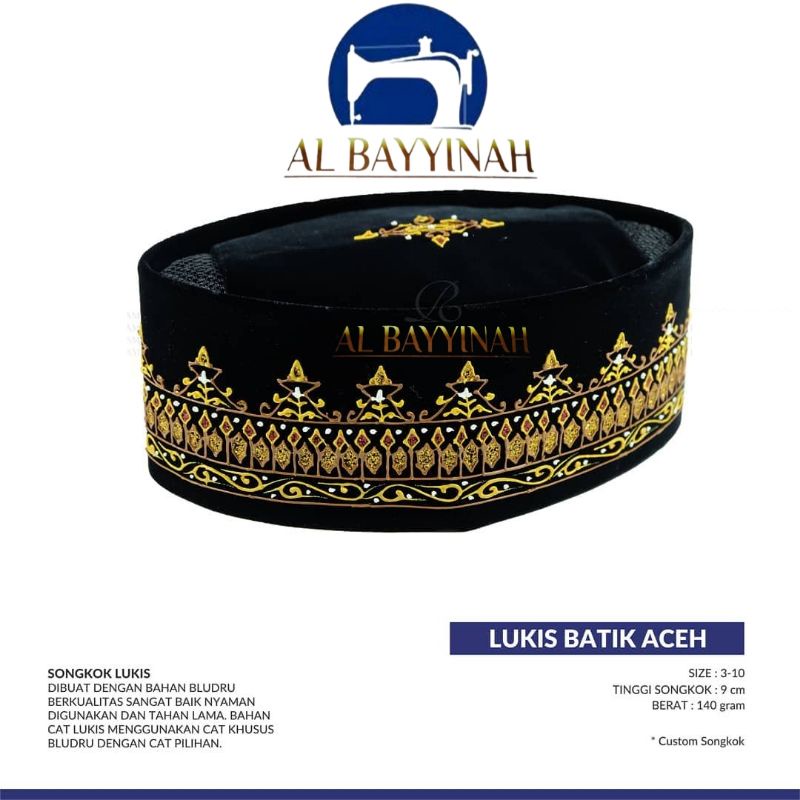 kopiah songkok hitam lukis batik aceh