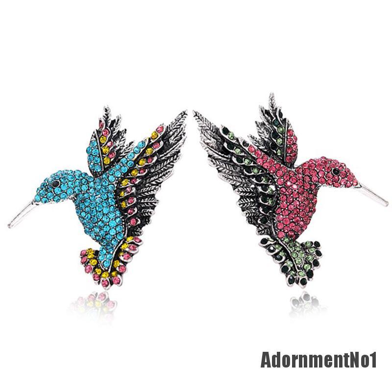 (Adornmentno1) 1pc Bros Pin Desain Burung Kolibri Hias Kristal Berlian Imitasi Untuk Wanita