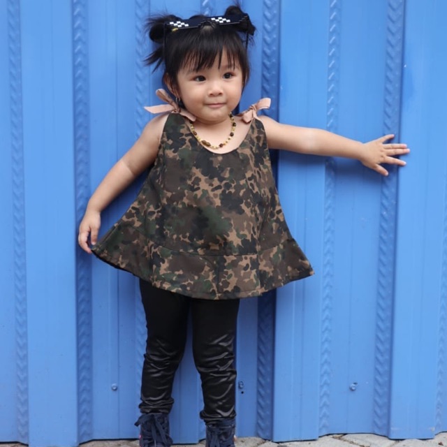 Blouse army tali tanktop untuk anak perempuan 2-5 tahun nablfashion