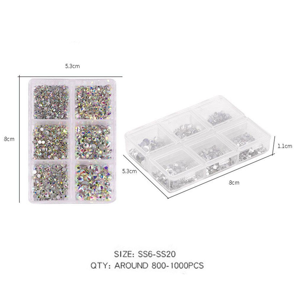 Top 1000Pcs Berlian Imitasi Kuku ss6-ss20 DIY Nail Art Flat Back AB Crystal