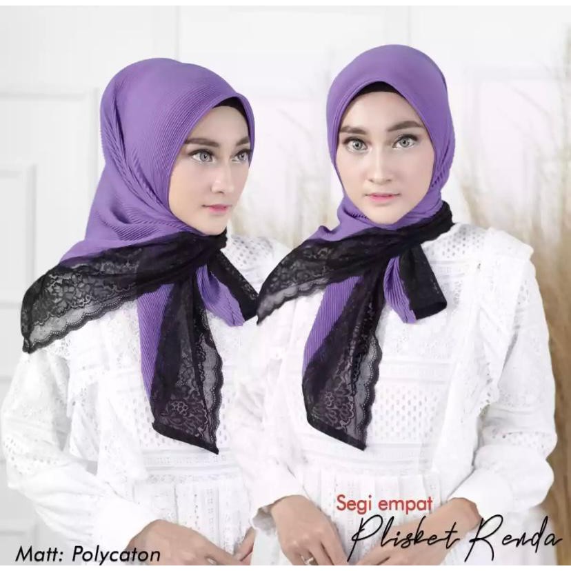 HELEN_SHOP86 HIJAB SEGI EMPAT PLISKET RENDA/ KERUDUNG PLISKET RENDA/ JILBAB BELLA PLISKET