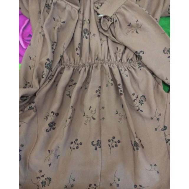 PRELOVED GAMIS DRESS COKLAT BUNGA KOREA