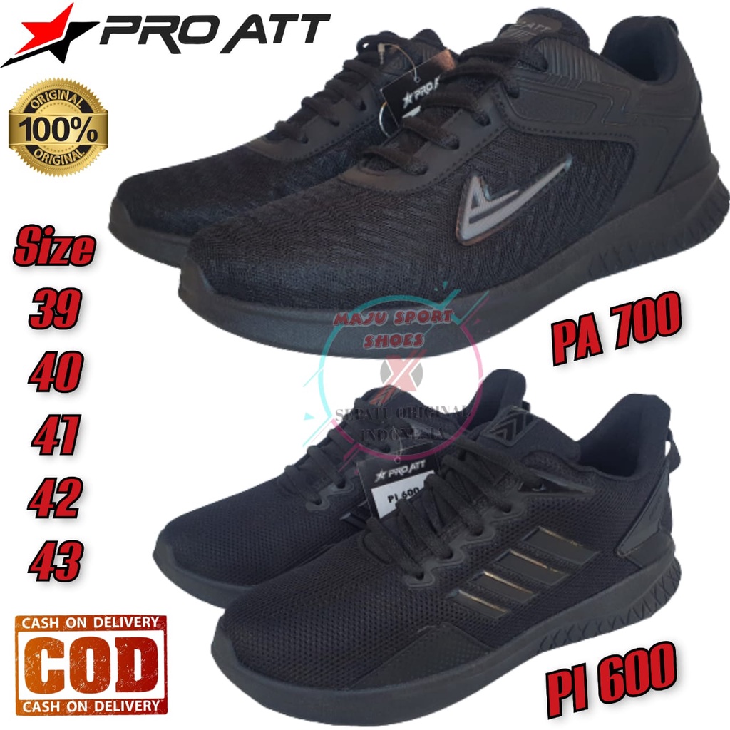 PRO ATT PA 700 / PRO ATT PI 600 / PRO ATT PCW - SEPATU SEKOLAH TALI PRO ATT HITAM POLOS HITAM PUTIH