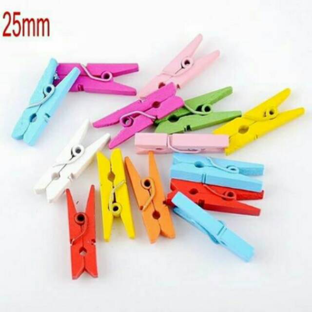 Wooden clip / Jepit Kayu warna warni 2.5 cm