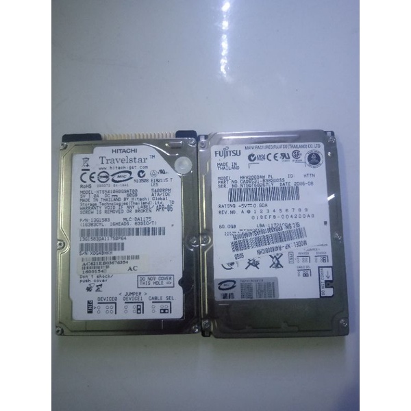 HARDISK 20 GB. 40GB.60 GB. 80GB IDE 2'5