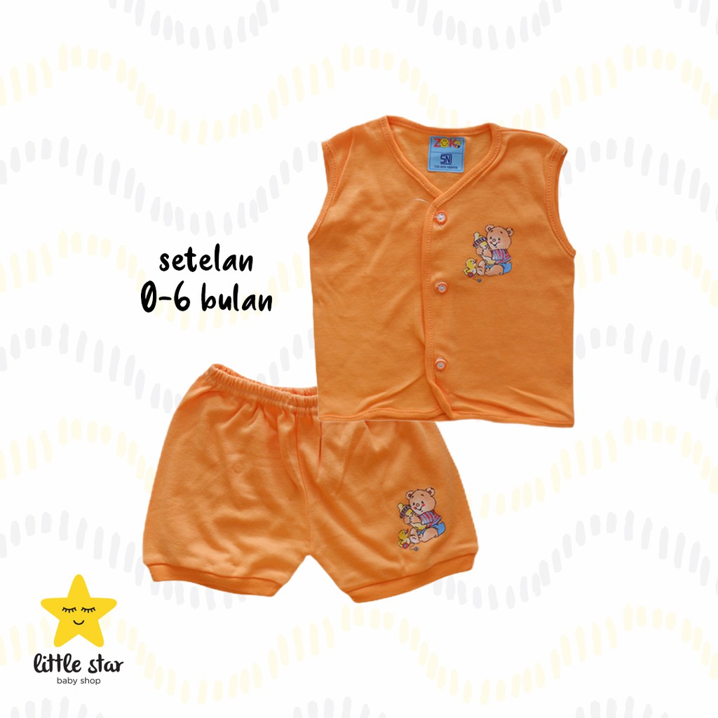 Zoko Setelan Anak Bayi Baju Kutungan | Kaos Tanpa Lengan Kancing Bayi Cewek Cowok