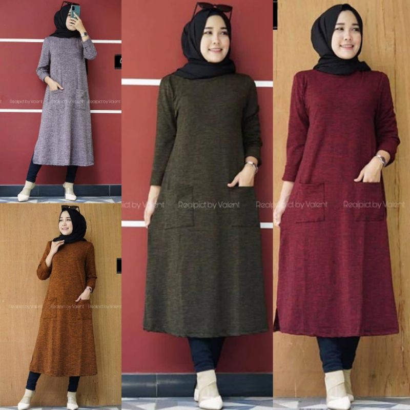 Mona Tunik Remaja Dewasa Monik Bahan Kaos Orin Premium Saku Depan Melar Adem Nyaman Dipakai Sehari-h