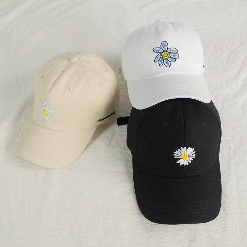 Topi Baseball Motif Bunga Daisy Gaya Hip Hop Korea