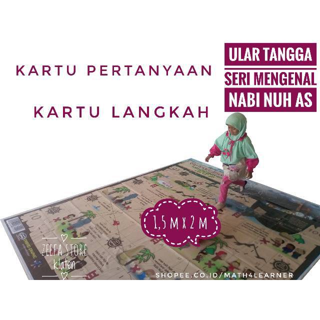 [1,5 m x 2 m] Ular Tangga Anak Sholeh Seri Mengenal Nabi Nuh As Ukuran S Karpet Jumbo Raksasa