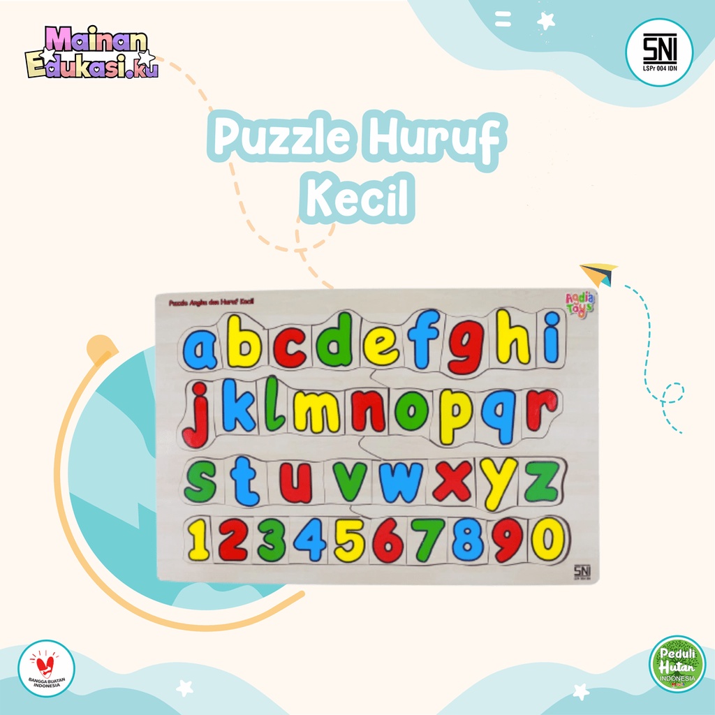 Mainan Edukasi / Puzzle Huruf Kecil / Agdia Toys / 30x30 cm / isi 26 keping