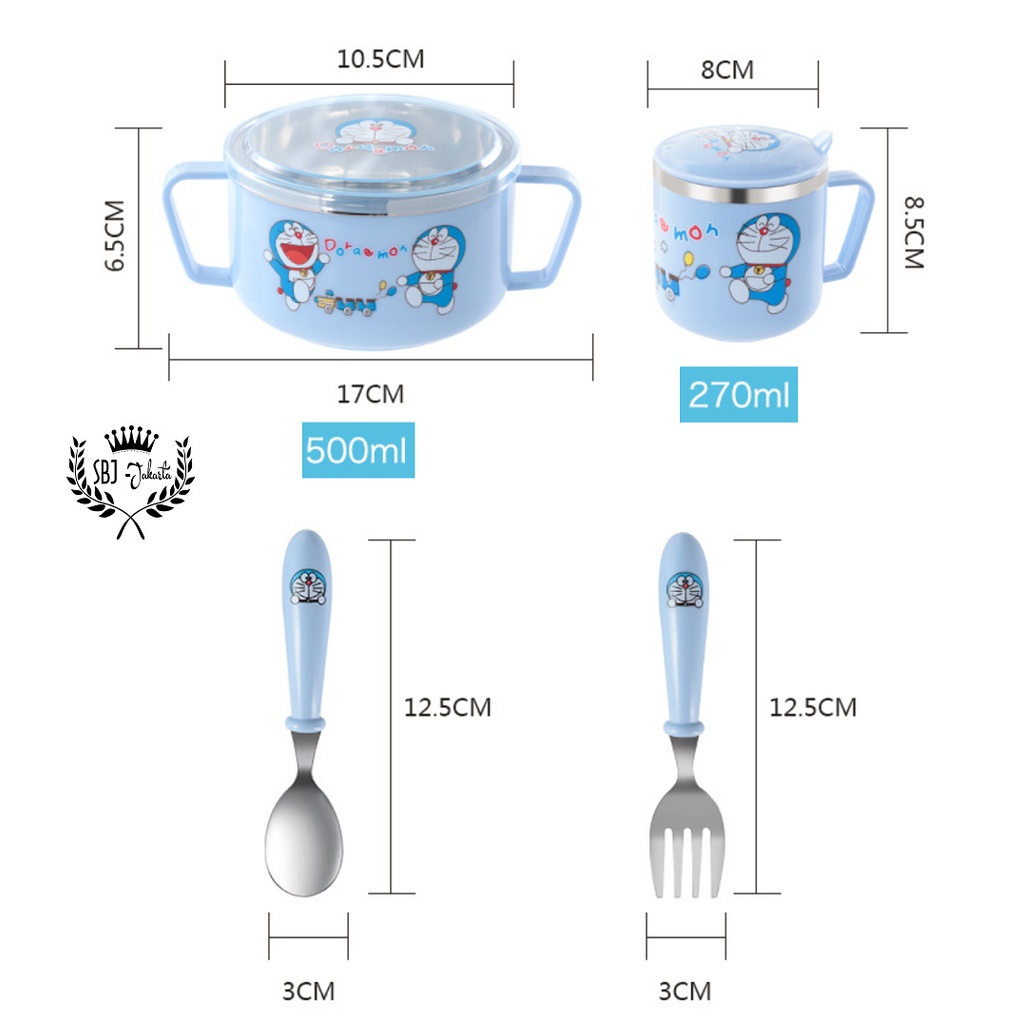 Stainless 304 SUS BPA Free Set Piring Gelas alat makan anak Tableware Peralatan makan anak