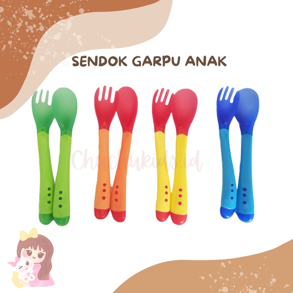 SENDOK MAKAN BAYI / HANYA SENDOK / GARPU MAKAN BAYI dengan sensor temperatur sendok silikon anak bayi