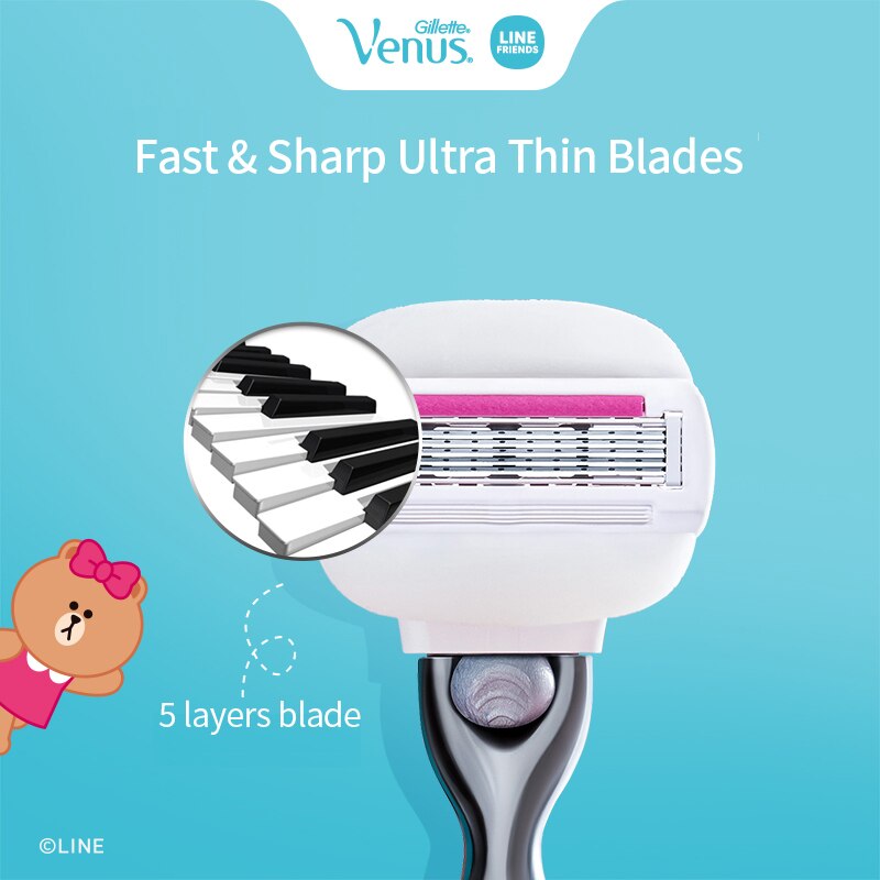 Gillette Venus Lady Razor Pisau Cukur Ultra Tipis 5lapis Dengan Gel Bar Wangi Untuk Perempuan Wanita Pencukur Pengaman Penghilang Bulu