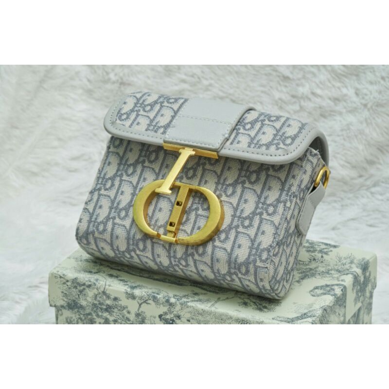 Tas selempang dior kanvas montaigne premium quality - grey